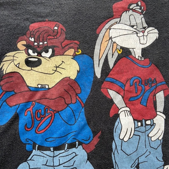 Vintage Looney Tunes Gangster Graphics Black Tee - Picture 2 of 4